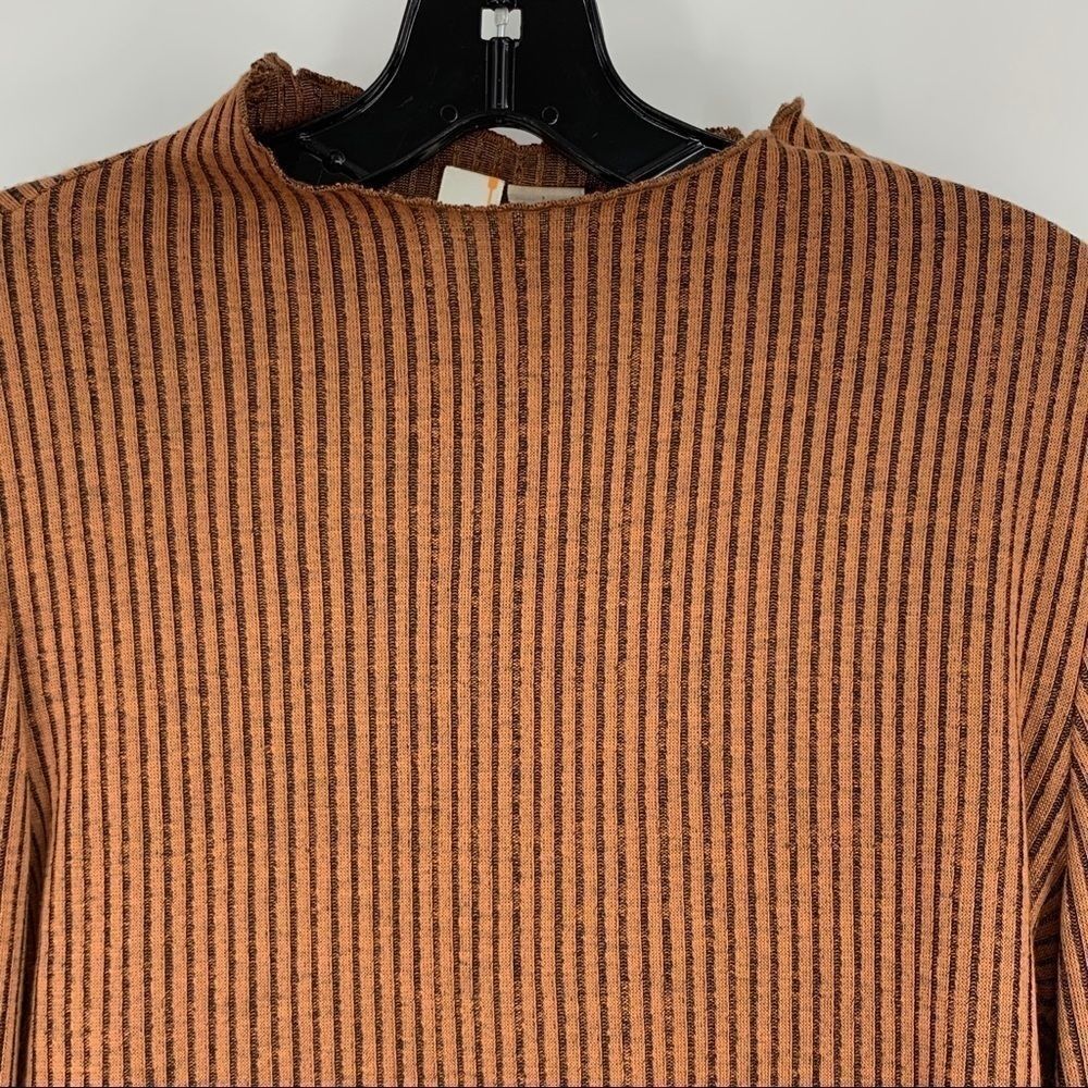 Mimi chica puff sleeve rib crop brown top Size Large 8953 Pullover Casual - Picture 7 of 11